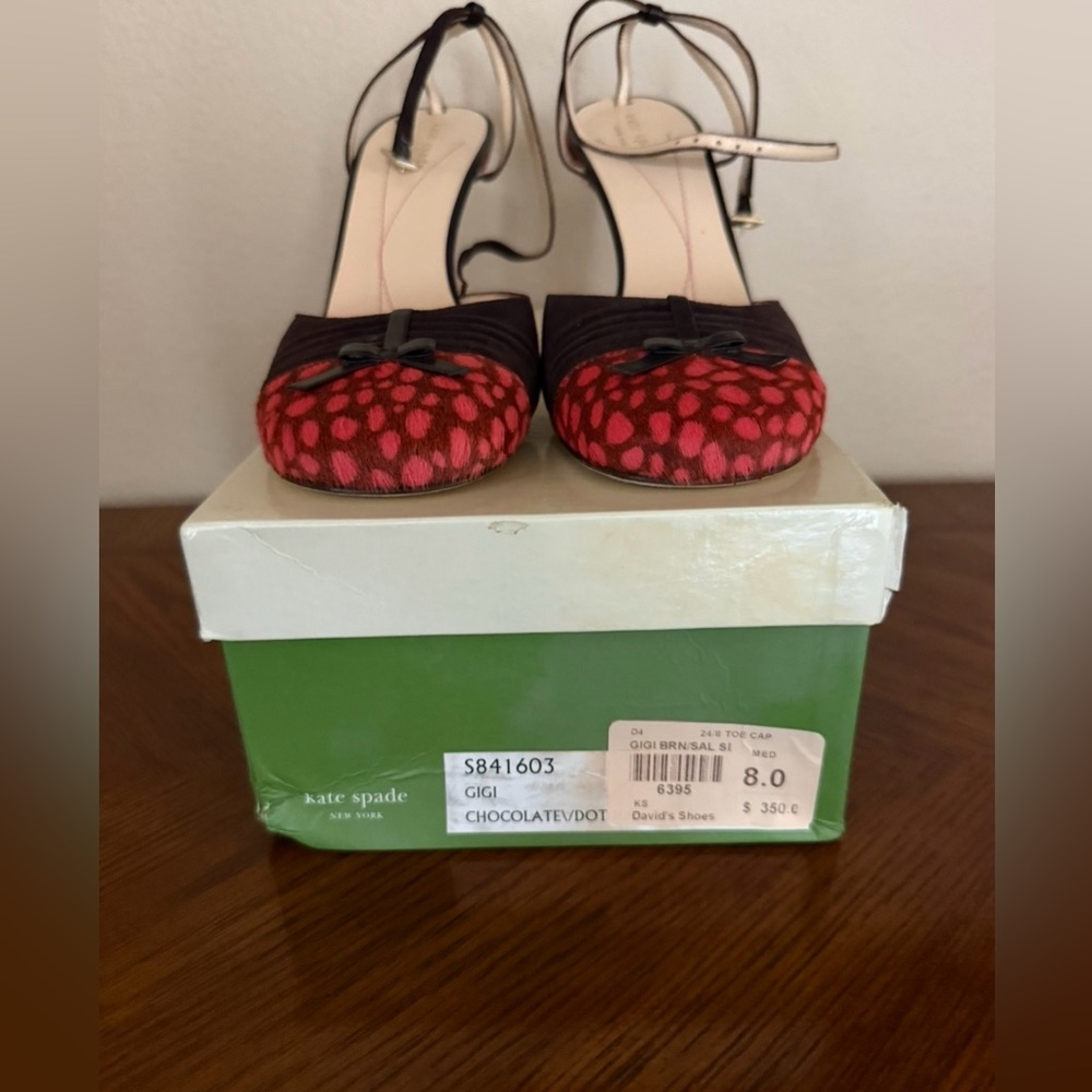 Kate Spade Red and Chocolate Polka Dot Heels